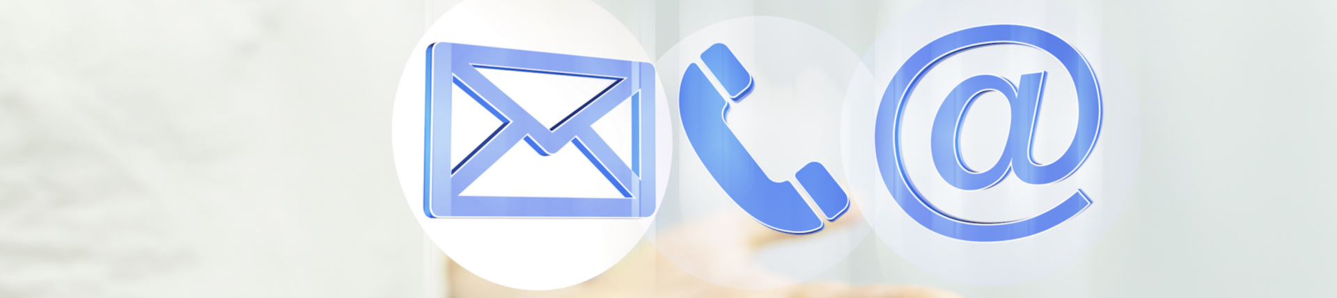 an image with 3 different icons to show you can call, email or @ someone. 